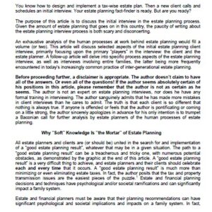 From the School of Hard Knocks: Thoughts on the Initial Estate Planning Interview